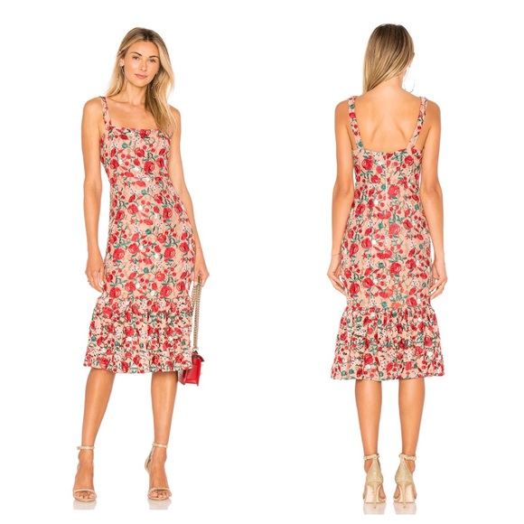 Lovers + Friends Under The Stars Midi Dress in Dark Nude Floral Size Small - Picture 2 of 10